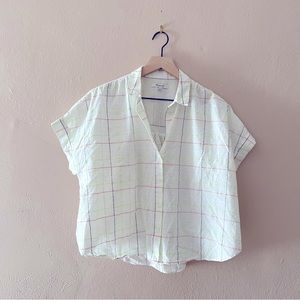 Madewell neon windowpane blouse